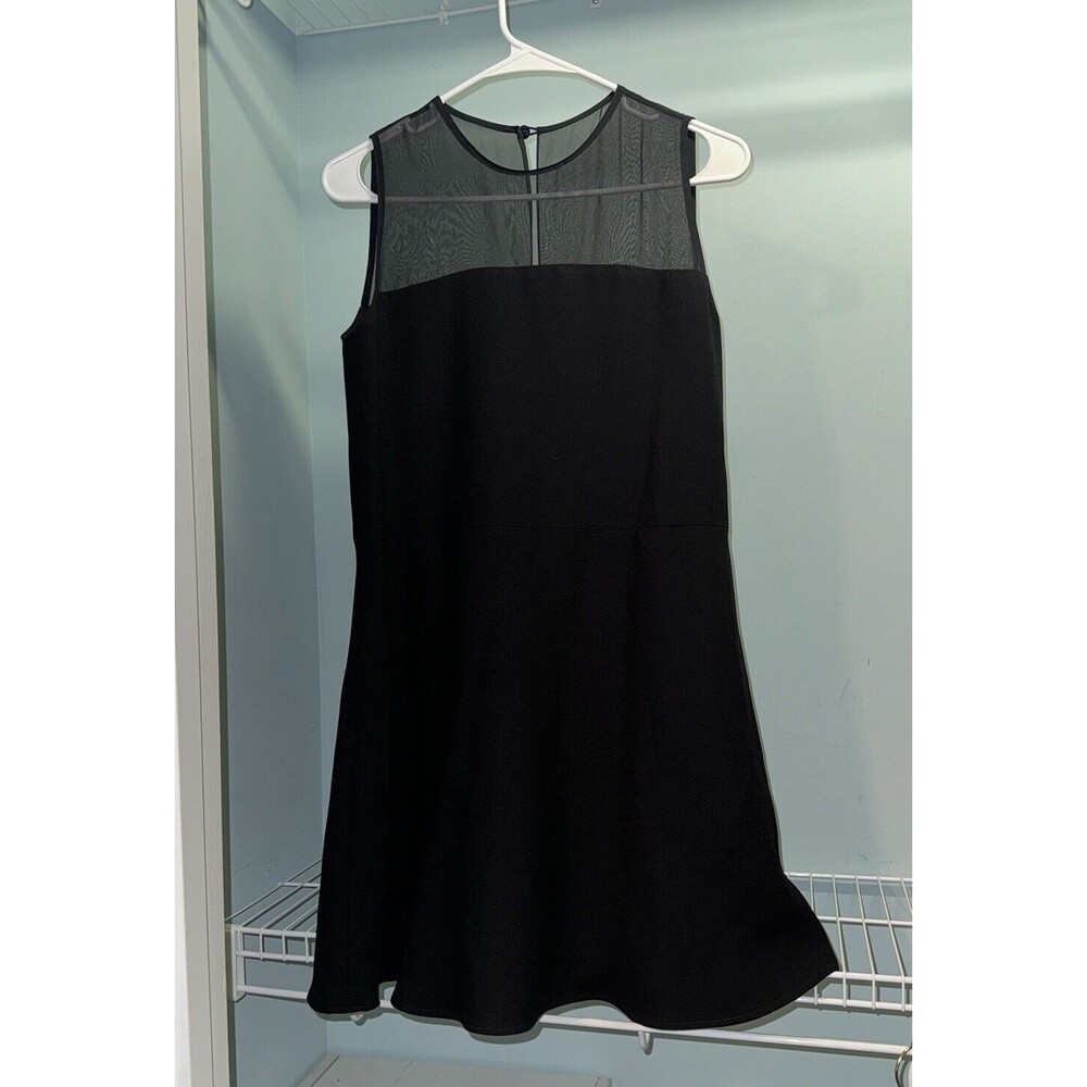 Adrienne Vittadini Black A-Line Dress – Illusion Neck Size 4 – Elegant & Classic